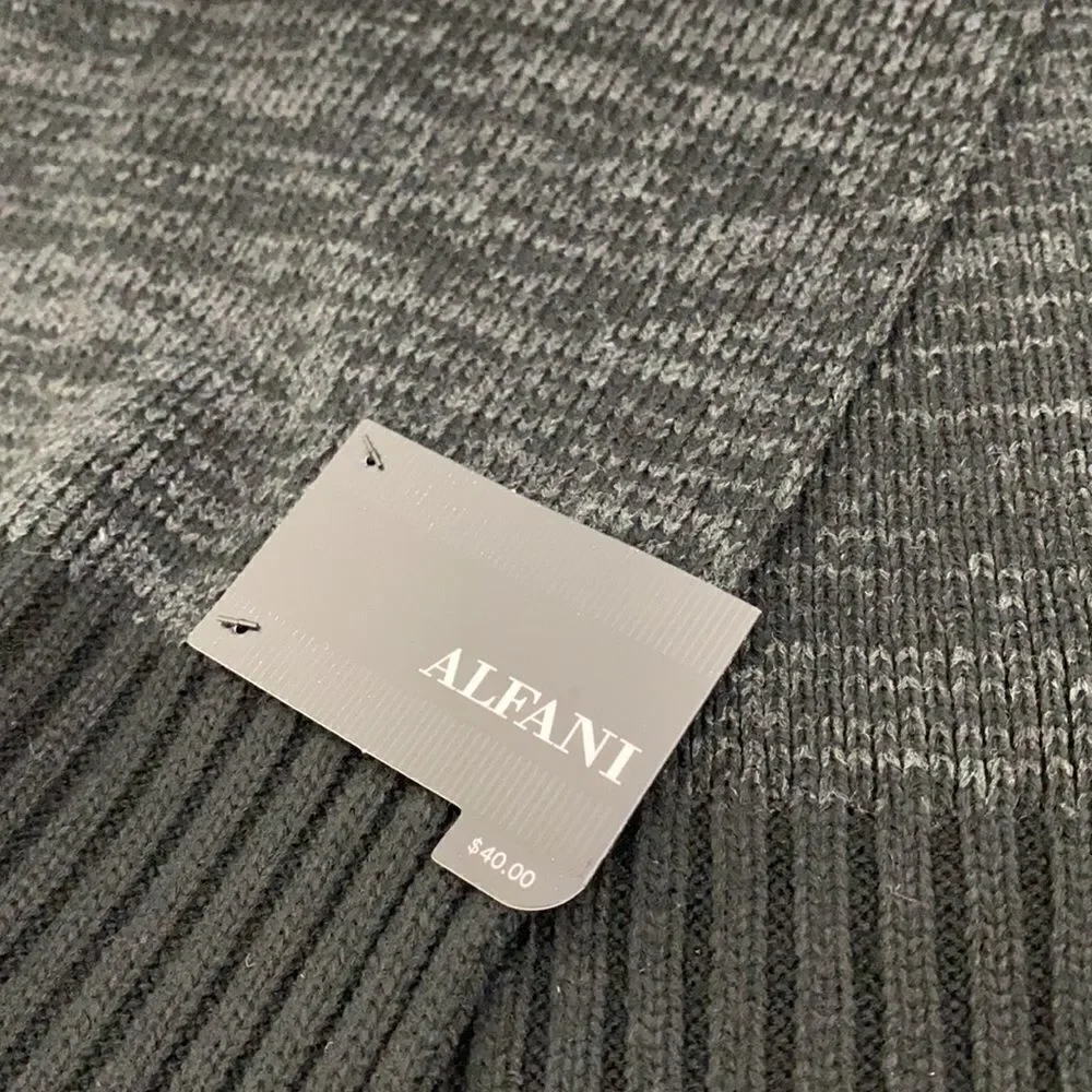 Alfani Men’s Black and Gray Knit Scarf